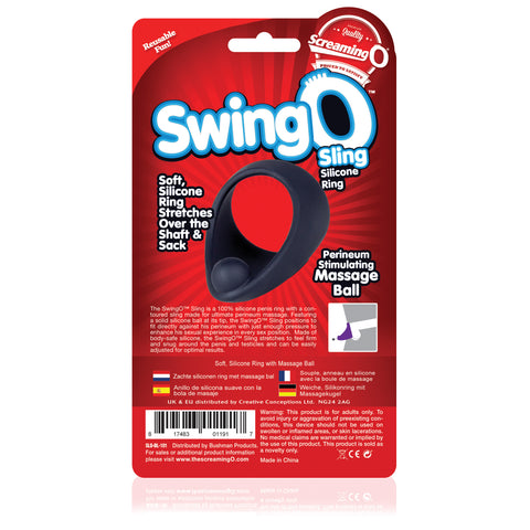 Screaming O SwingO Sling Silicone Cock Ring Perineum Black COCK RINGS