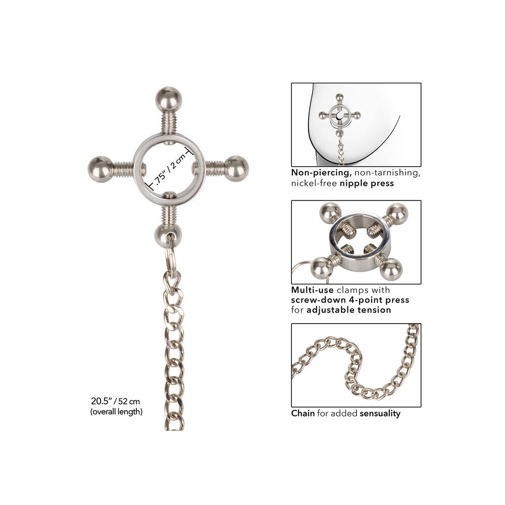 Nipple Grips 4 Point Nipple Press With Chain – Adjustable Nipple Clamp > Sex Toys > Nipple Clamps