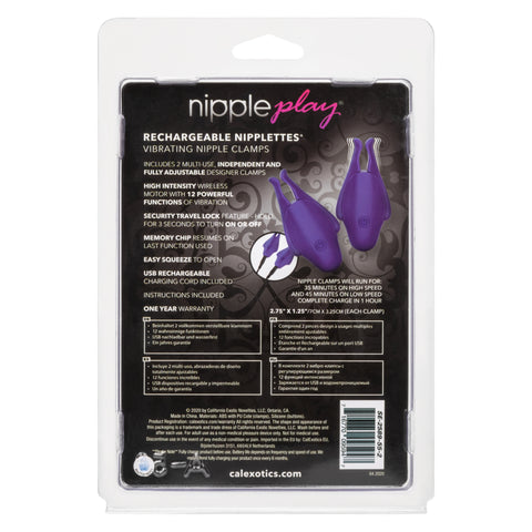 Nipple Play Rechargeable Nipplettes in Purple Vibrating Stimulators Nipple Stimulators