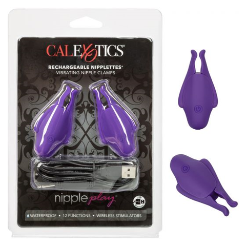 Nipple Play Rechargeable Nipplettes in Purple Vibrating Stimulators Nipple Stimulators