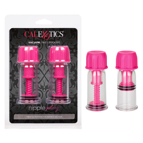 Nipple Play Vacuum Twist Suckers Pink 4 Inch Transparent Cylinder with Silicone Seal Nipple Suckers