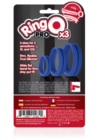 RingO Pro X3 – Durable True Silicone Cock Ring Set with Three Sizes > Cock Ring > Sets