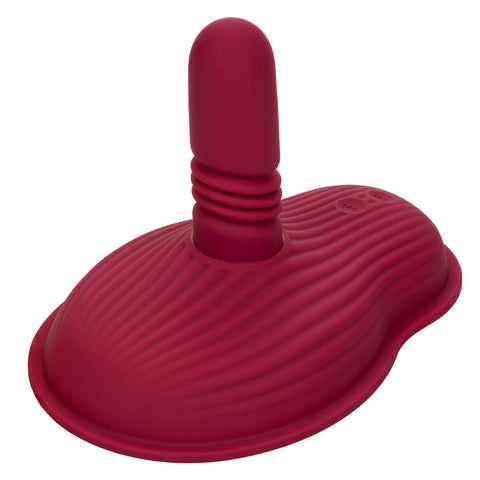 Dual Rider Remote Control Thrust and Grind Waterproof Rechargeable Silicone Massager in Burgundy Vibrating Pads