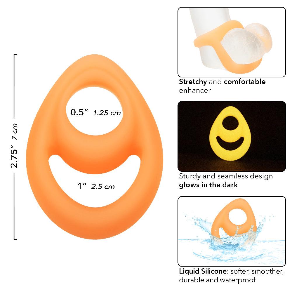 Alpha Glow-In-The-Dark Liquid Silicone Teardrop Ring in Orange > Cock Ring > Single