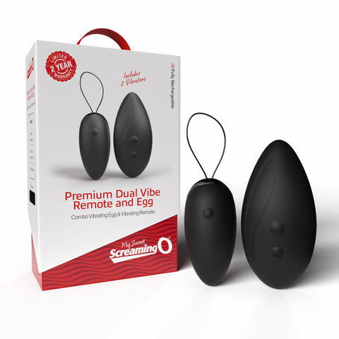 Premium Dual Vibe Remote and Egg Silicone Vibrator Black BULLETS