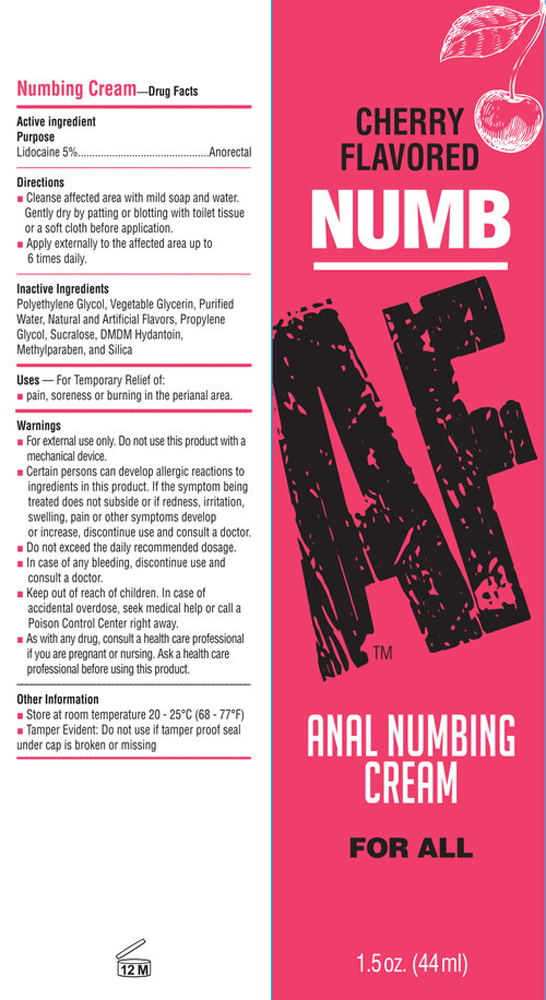 Numb AF Cherry Flavored Anal Numbing Cream 44ml Tube > Lube > Anal