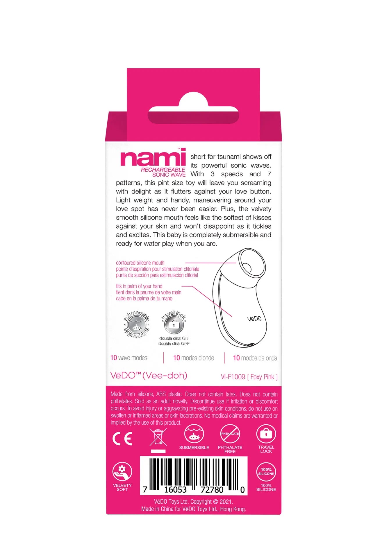 Nami Rechargeable Sonic Vibe – 3 Speeds 7 Patterns Vibrator Pink > Sex Toys For Ladies > Clitoral Vibrators and Stimulators Main image