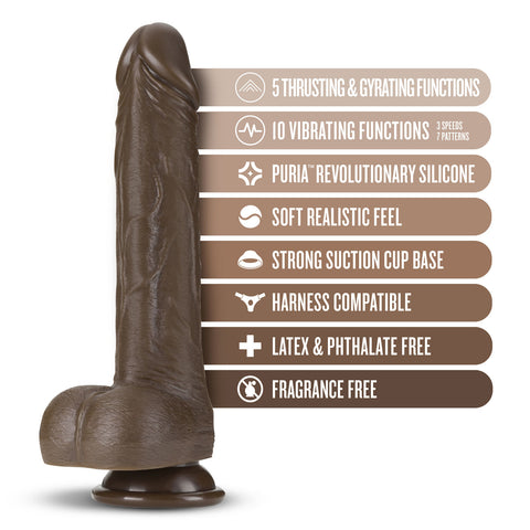 Dr Skin Silicone 8 Inch Thrusting Dildo With Vibrations Chocolate Dongs Realistic