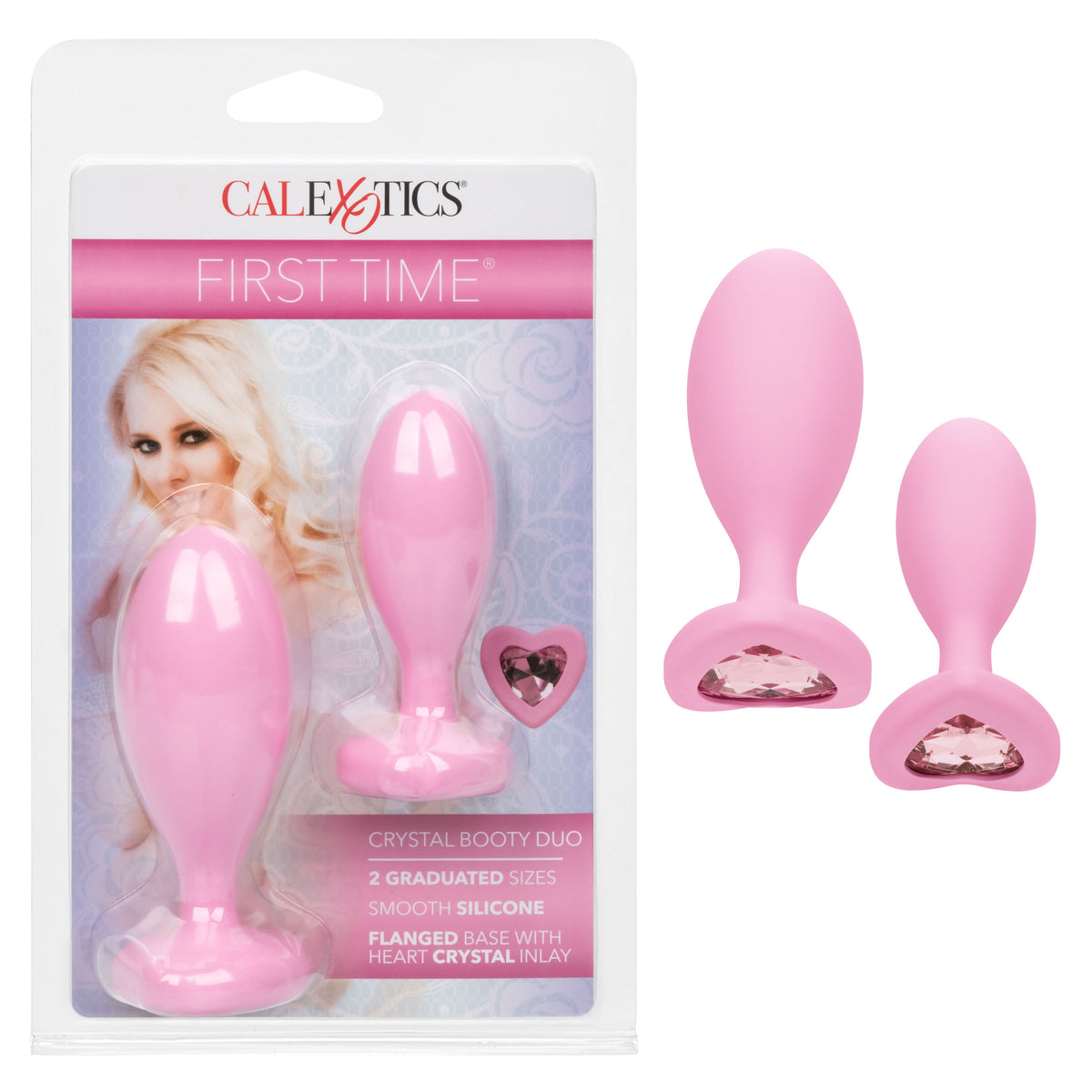 First Time Crystal Booty Duo (Heart-Shaped Crystals) – Decorative Butt Plugs > Anal Range > Butt Plug Kits