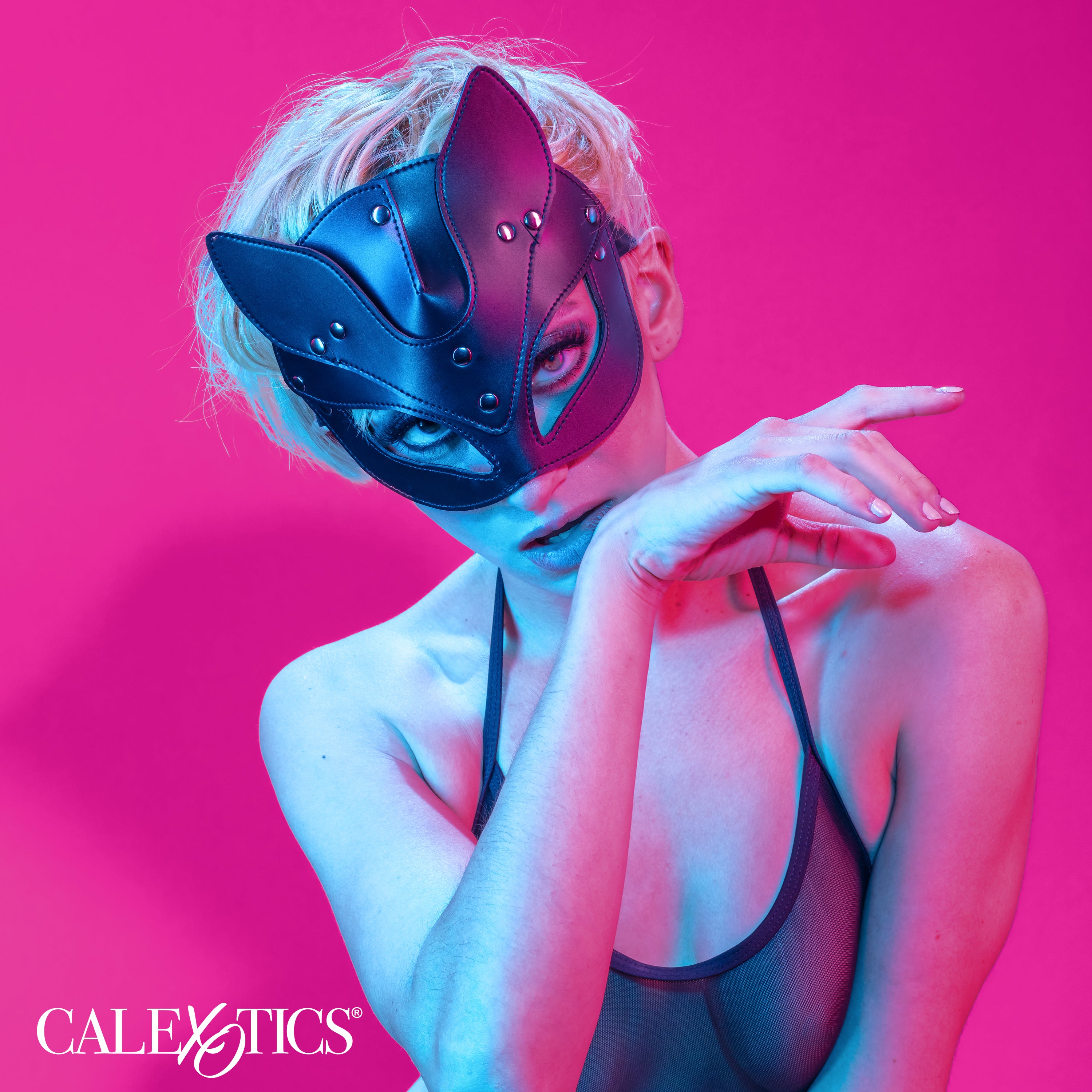 Euphoria Collection Black Cat Mask with Velvet Interior and Adjustable Buckle Closure, 25 Inch Maximum Circumference Costumes