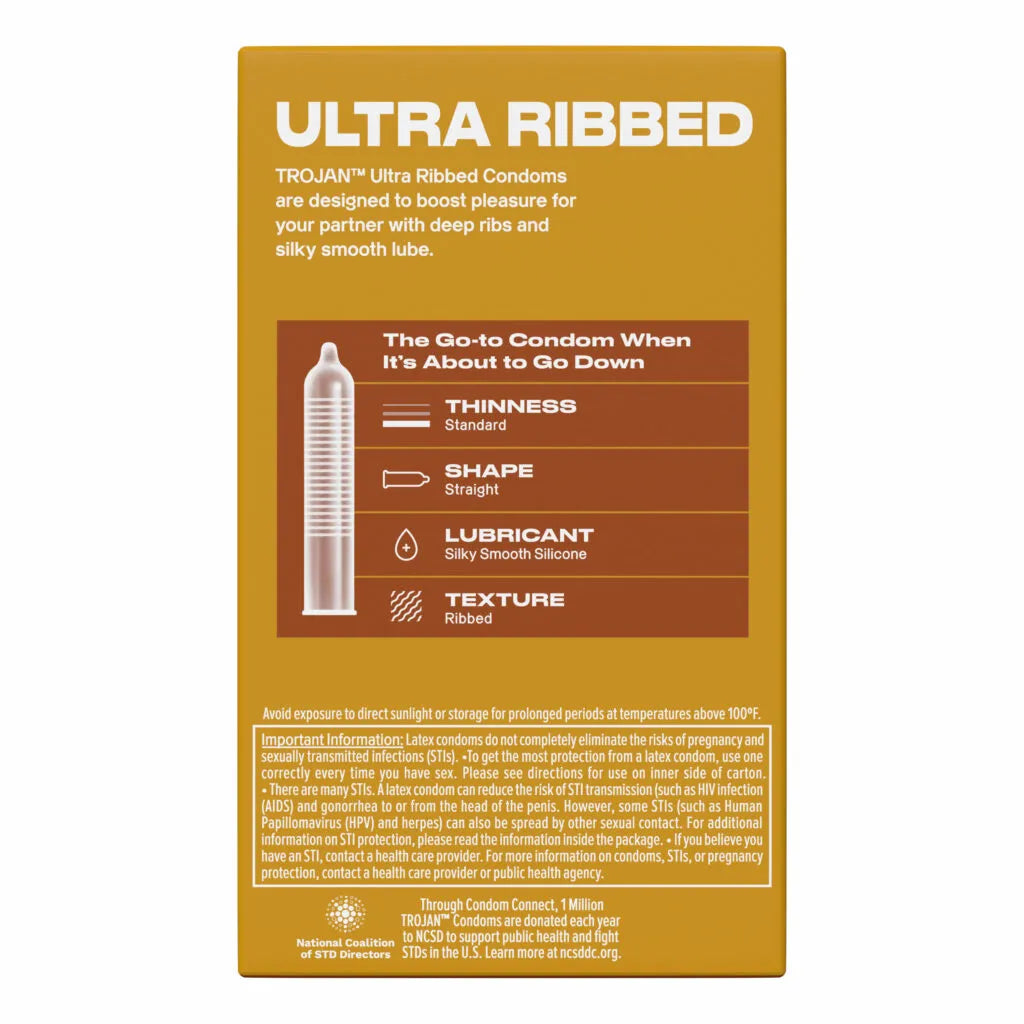 Trojan Ultra Ribbed Condoms – Deep Raised Ribs 12 Pack Condoms > Essentials > Condoms