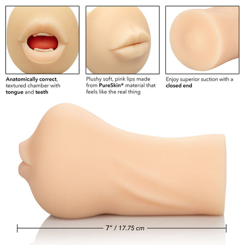 Stroke It Mouth Male Masturbator in Ivory with Textured Chamber Strokers - Manual