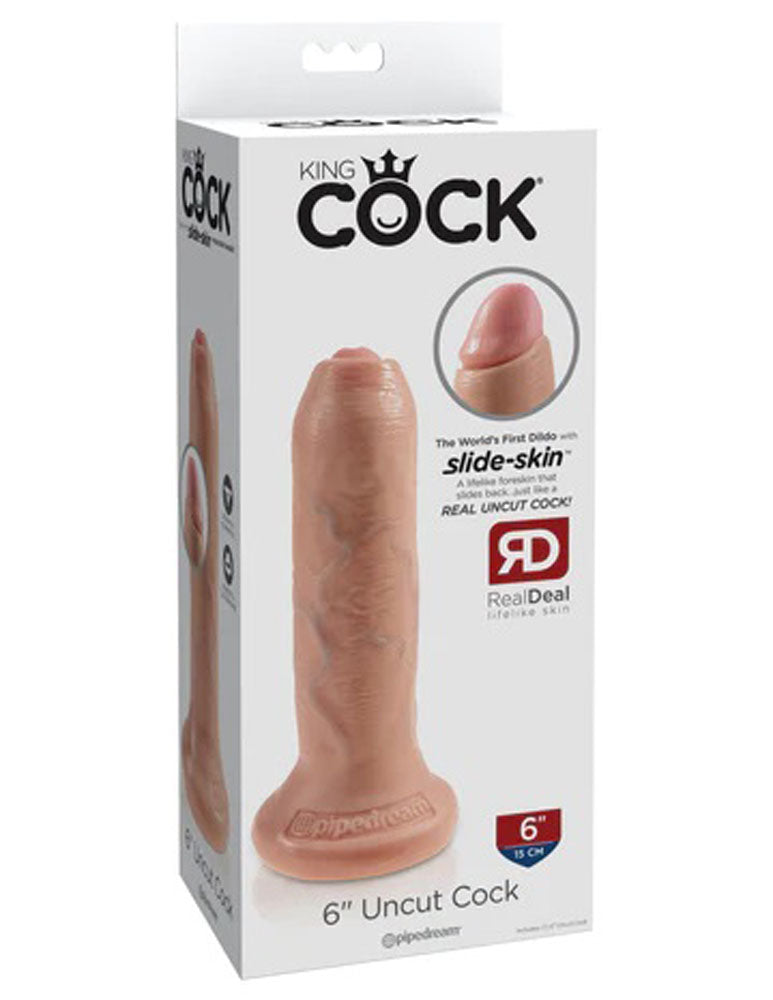King Cock 6 Inch Uncut Realistic Silicone Dildo with Movable Foreskin Secondary image