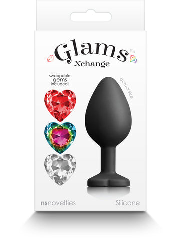 Glams Xchange Heart Medium Butt Plug with Heart Gems > Anal Range > Jewel Butt Plugs