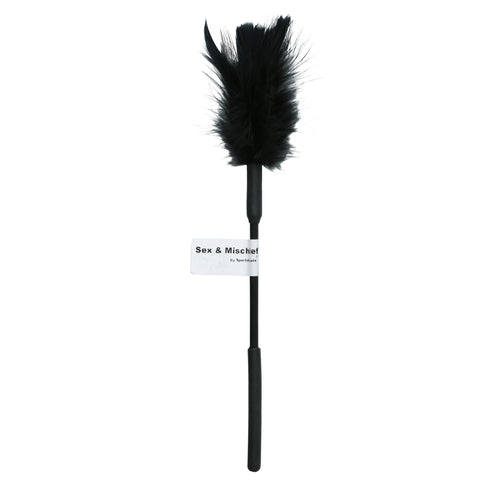 Sex and Mischief Black Feather Tickler Sensual Teasing Toy Black Whips & Paddles