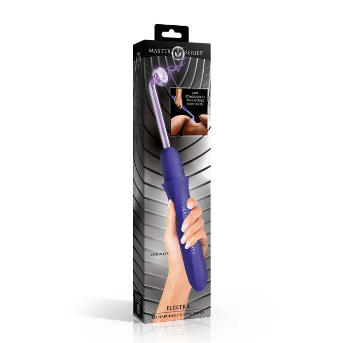 Elektra Rechargeable E-Stim Wand Black Silicone Massager Purple E-STIM TOYS