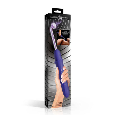 Elektra Rechargeable E-Stim Wand Black Silicone Massager Purple E-STIM TOYS