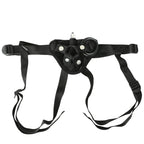 Sportsheets Vibrating Strap-On Harness with Clitoral Vibrator – Velvet Fabric Vibrator Harness Black > Dildos > Strap On Harnesses