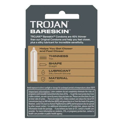 Trojan Sensitivity Bareskin Lubricated Condoms - 3 Pack > Essentials > Condoms