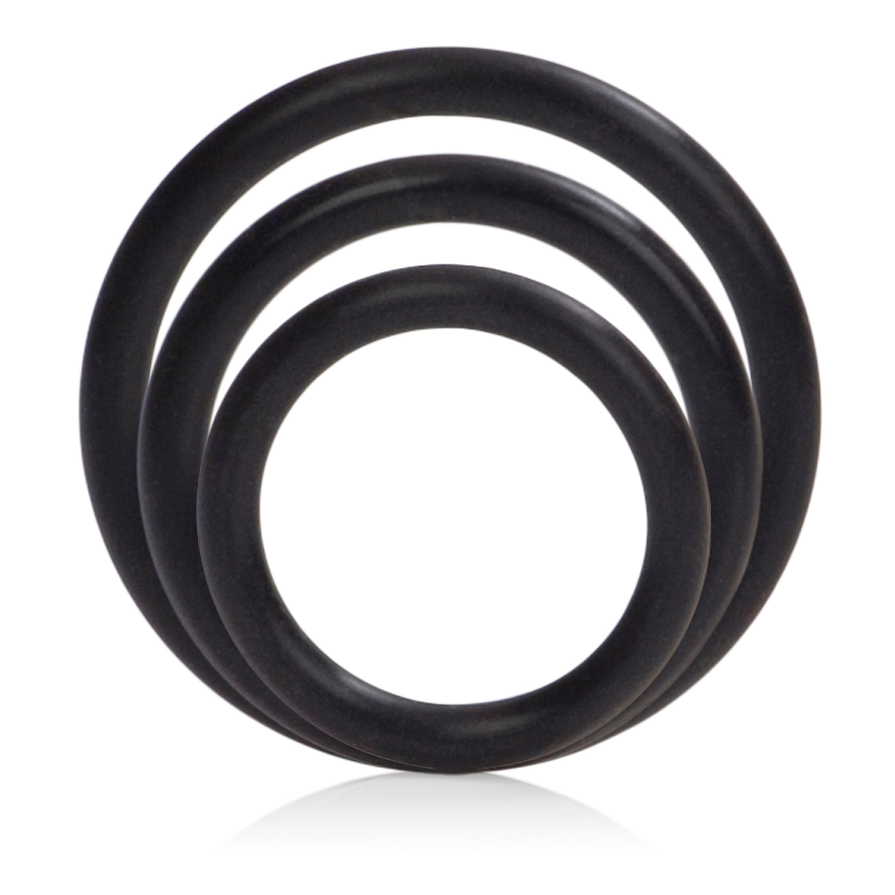 CalExotics Silicone Support Rings Set – Stretchy Comfortable Black Cock Rings > Cock Ring > Sets