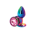 Rear Assets Small Metal Butt Plug with Pink Gem Base > Anal Range > Jewel Butt Plugs