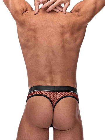 Male Power Burgundy Cock Pit Net Mesh Cock Ring Thong S/M Mens Thongs