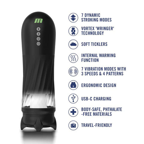 Quantumx Triple Action Automatic Stroker (Black) – Rechargeable Stroker Strokers - Auto