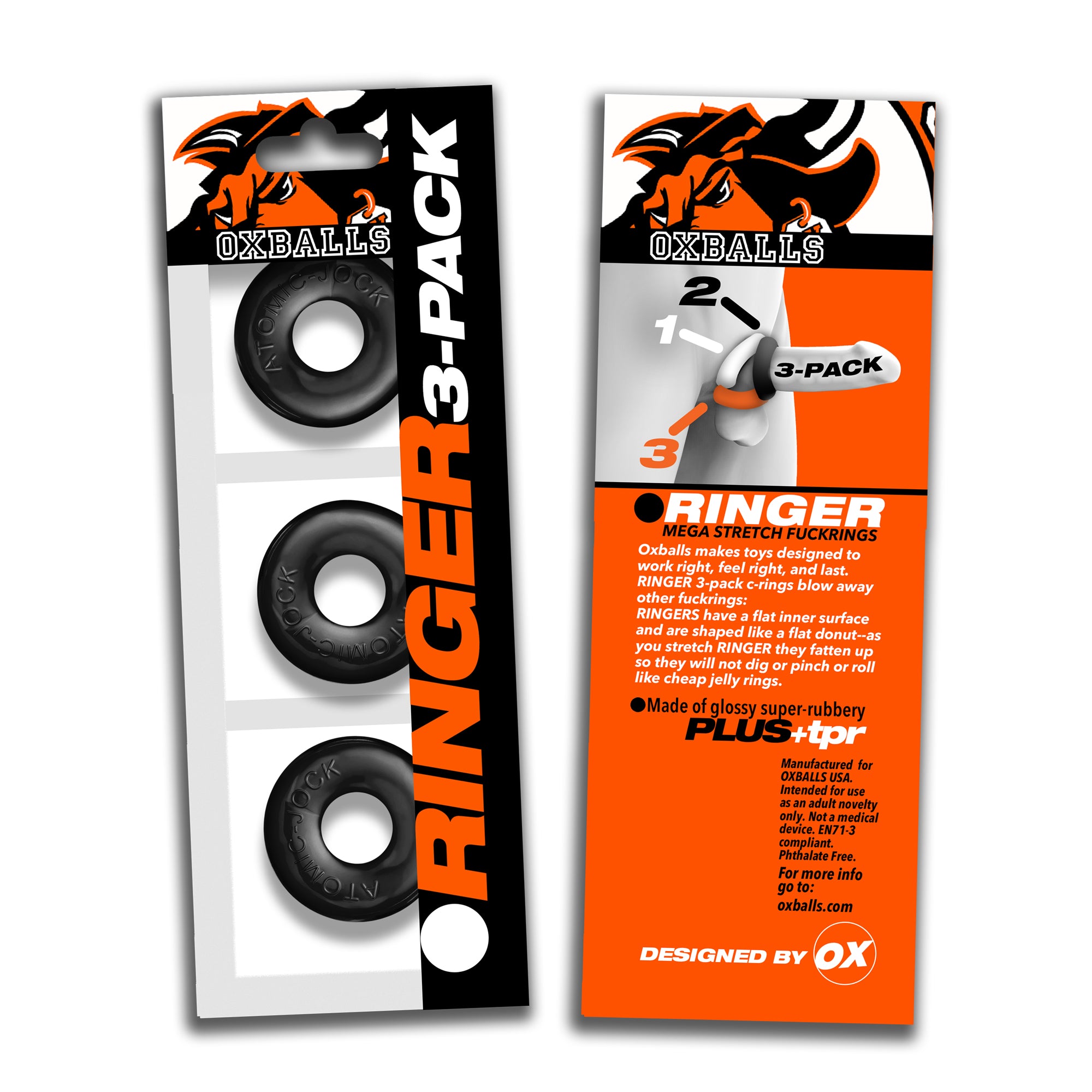 Ringer 3-Piece Cockring Set (Black) – Durable Jelly Cockring > Cock Ring > Sets