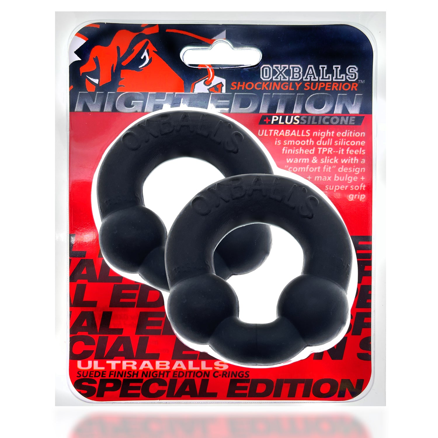 Ultraballs Cockring Night Edition Two Pack with Velvety Silicone Finish > Cock Ring > Sets
