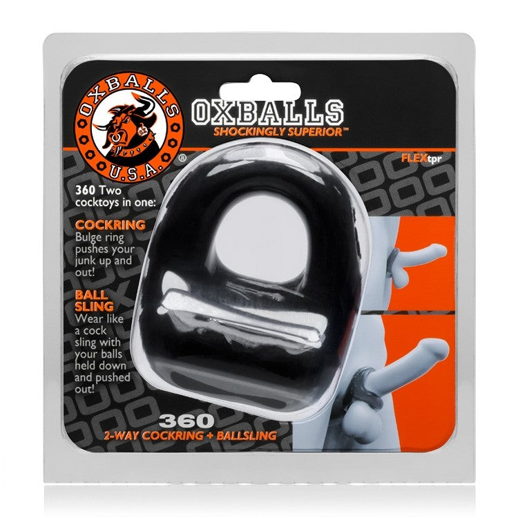 Oxballs 360 Dual Use Cocksling Black – Two-in-One Bulge Enhancer and Ballsling Black COCK RINGS Sling