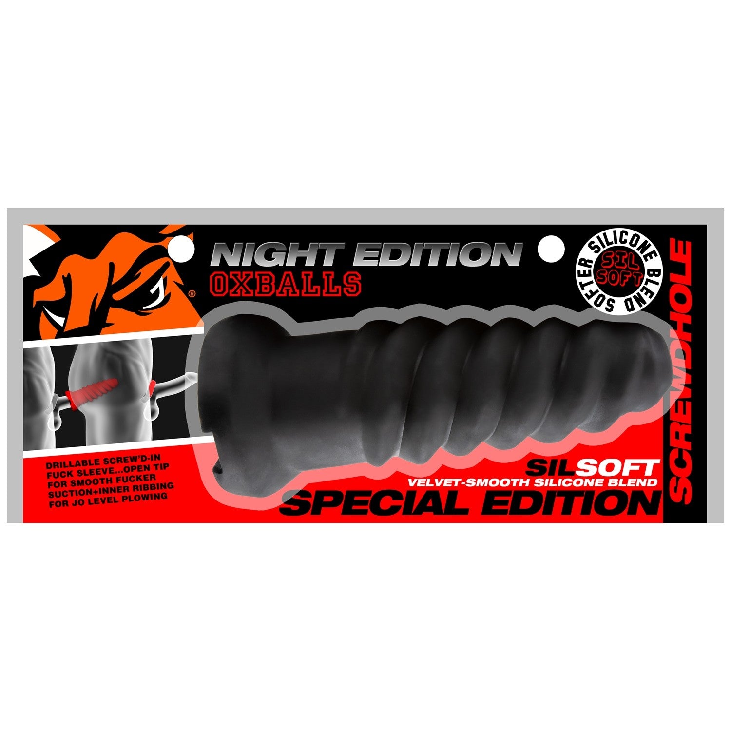 Screwdhole Screwd-In Open Tip Masturbator Night for Intense Pleasure Black Strokers - Manual