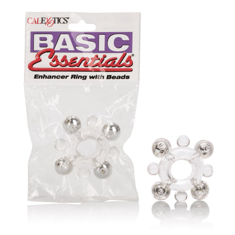 Basic Enhancer Cock Ring With Four Beads for Added Pleasure Clear COCK RINGS