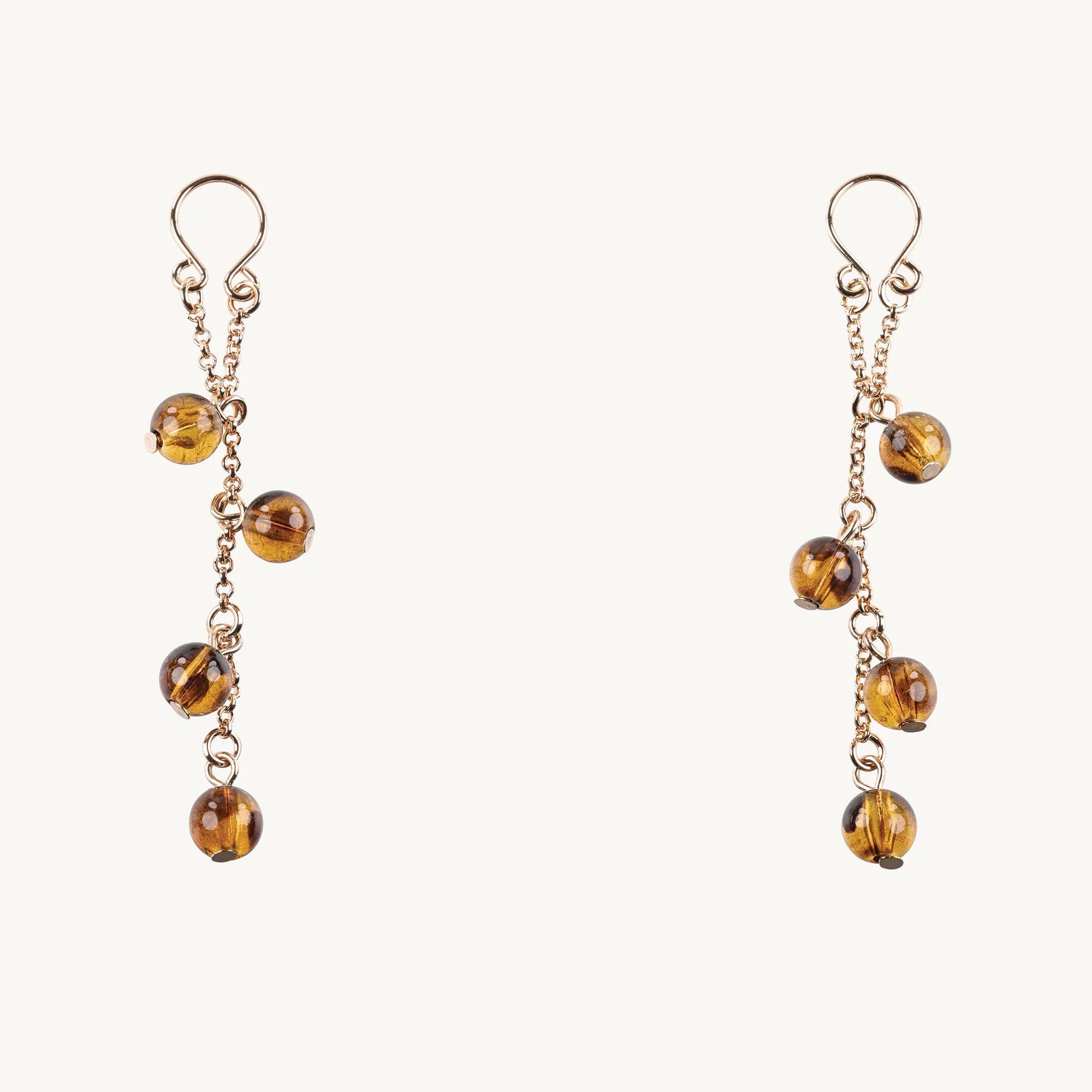 Amber Adjustable Gold-Plated Nipple Jewelry with Tortoiseshell Beads Body Jewelry (Non Piercing)