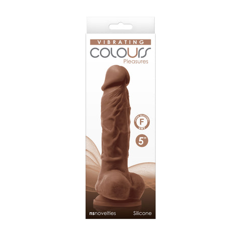 Colours Pleasures Vibrating 5 Inch Dildo in Sleek White Brown Dongs Realistic
