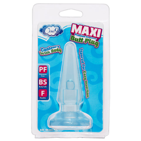 Cloud 9 Blue Maxi Tapered Anal Plug Soft Flexible Base 3.94 Inch Blue Butt Plugs
