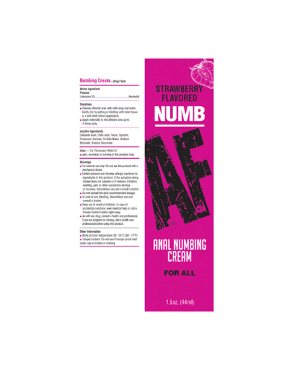 Numb Af Strawberry Flavoured Anal Numbing Cream 44 Ml Anal Lubricant