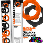 Gearheads 5 Pack Spinner Rings (Black Vapor) – Stretchy Silicone Cock Rings Orange > Cock Ring > Sets