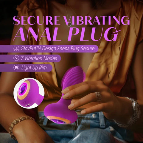 Oh My Gem Amethyst Anal Plug with 7 Vibration Settings Purple Butt Plugs - Vibrating