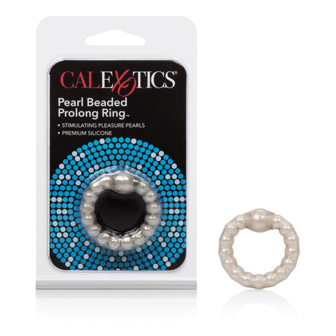 Pearl Beaded Prolong Ring with Stimulating Beads for Men Gray COCK RINGS