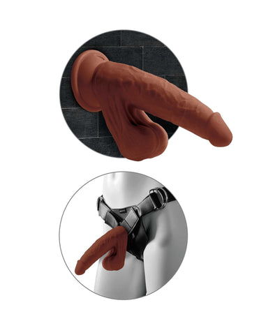 8 Inch Triple Density Cock With Swinging Balls - Brown Dildos & Dongs