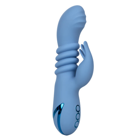 California Dreaming Santa Cruz Blue Coaster Massager with Triple Flickering Teaser and USB Rechargeable Waterproof Design VIBRATORS-RABBIT