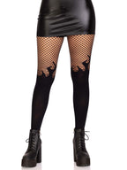 Opaque Flame Fishnet Top Tights One Size Black Hosiery > Clothes > Hosiery > Pantyhose & Tights
