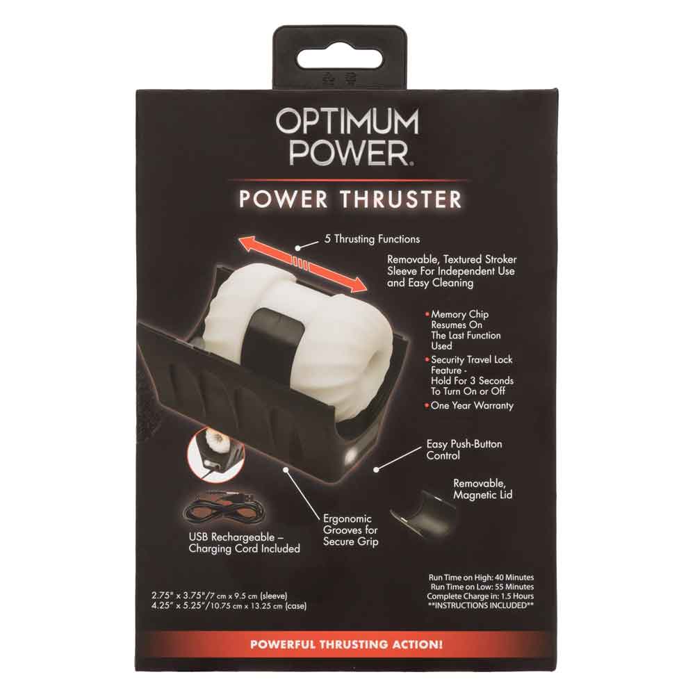 Optimum Power Power Thruster USB Rechargeable Textured Stroker Sleeve with 5 Thrusting Functions Masturbation Aids for Males