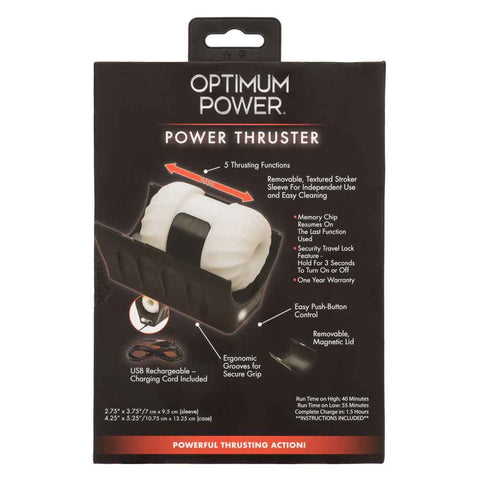 Optimum Power Power Thruster USB Rechargeable Textured Stroker Sleeve with 5 Thrusting Functions Masturbation Aids for Males