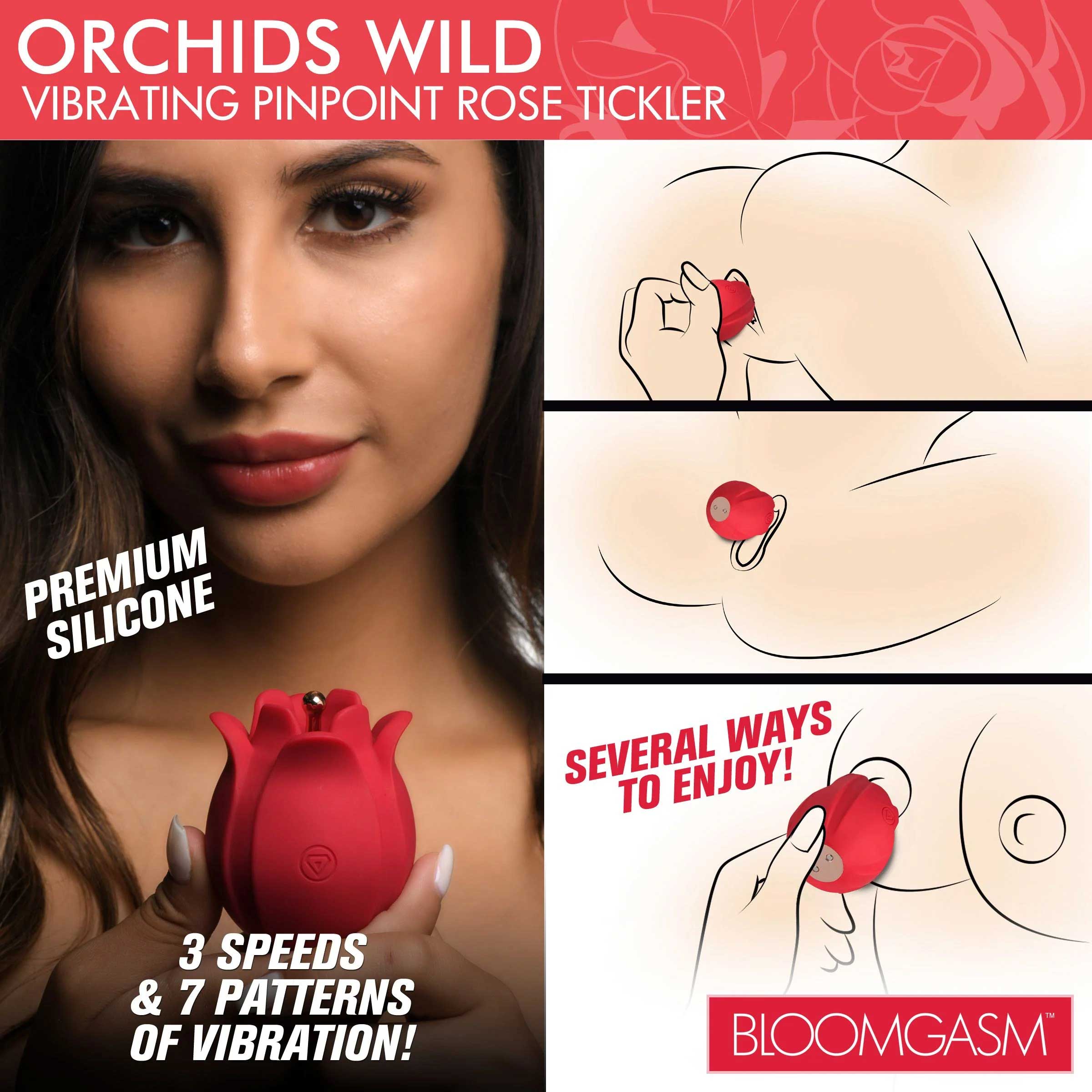 Orchids Wild Vibrating Pinpoint Rose Tickler Red > Sex Toys For Ladies > Rose Stimulators