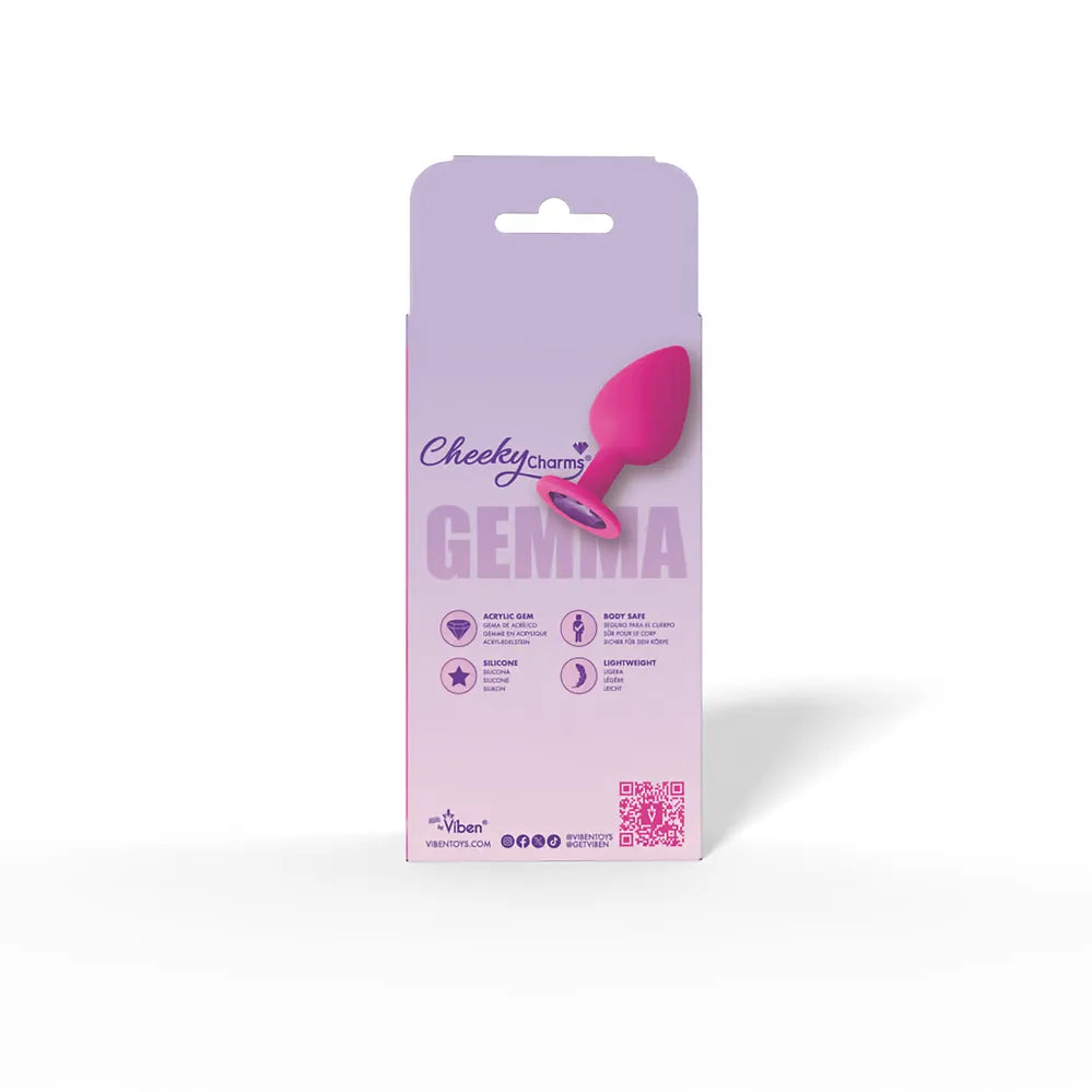 Cheeky Charms Gemma 2.74 Inch (Purple Gem Pink) – Small Silicone Butt Plug > Anal Range > Jewel Butt Plugs