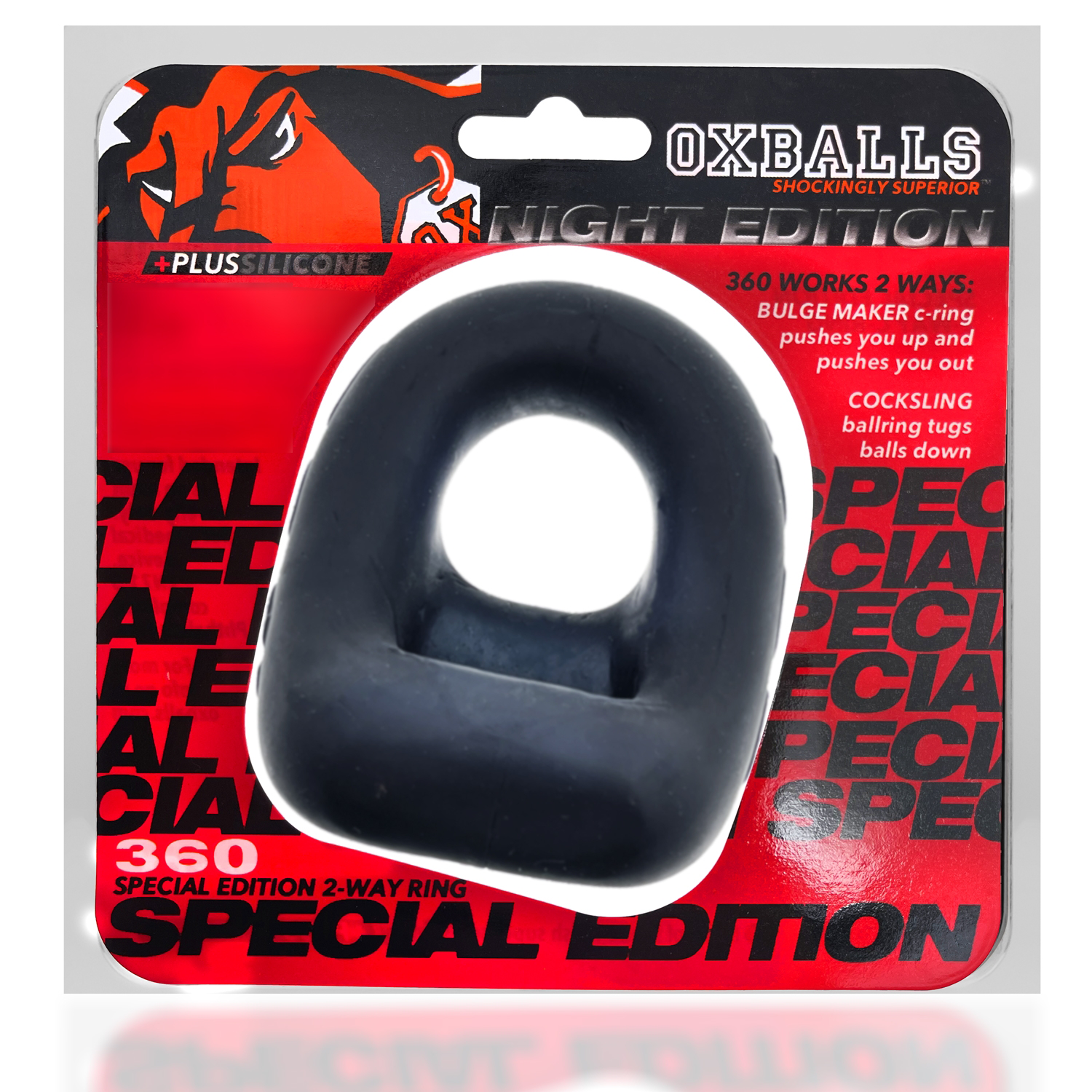 Oxballs 360 Dual Use Cocksling Plus Silicone Special Edition Night Black > Cock Ring > Sling