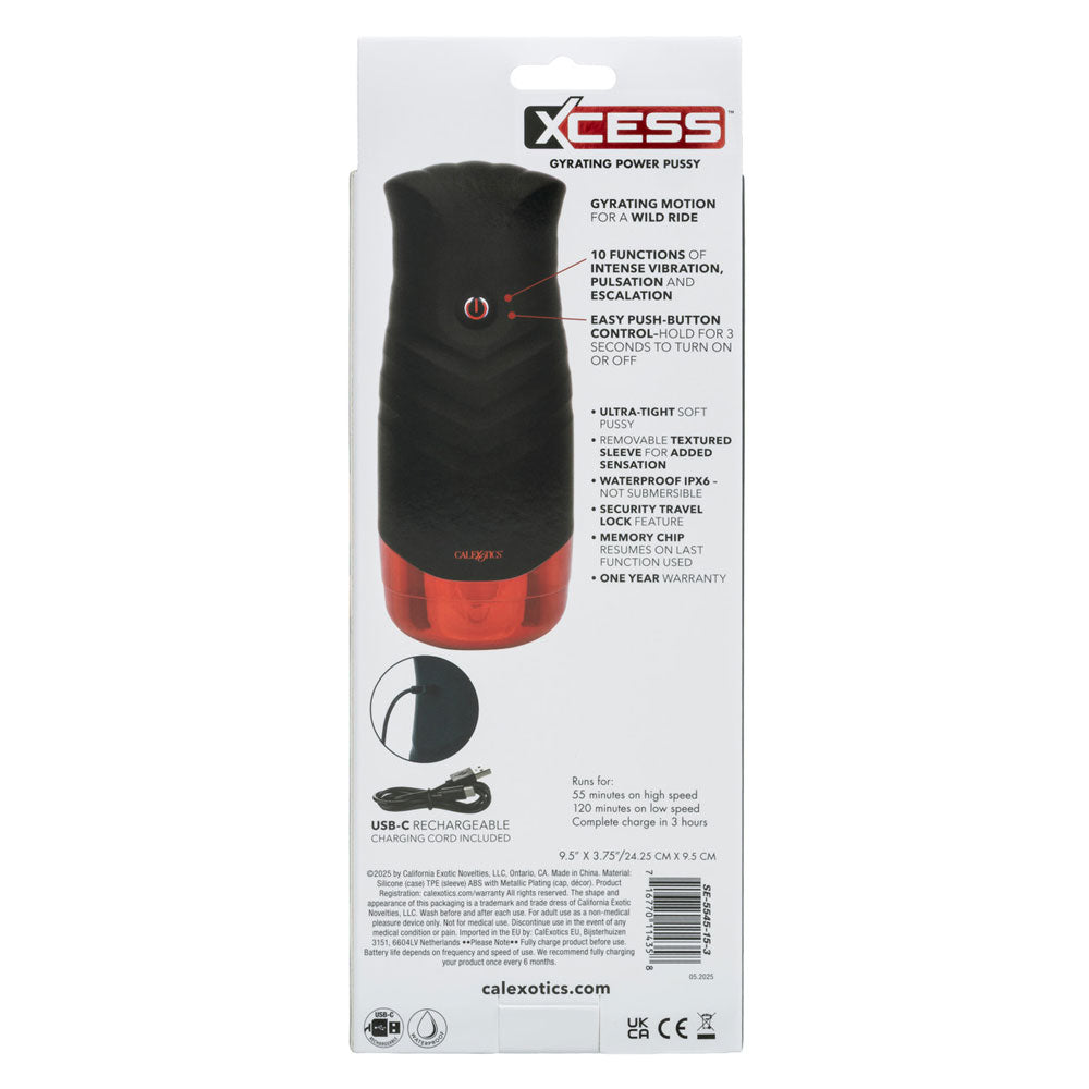 Xcess Gyrating Power Pussy – Powerful Gyrating Masturbator Black > Sex Toys For Men > Masturbators > Vibrating