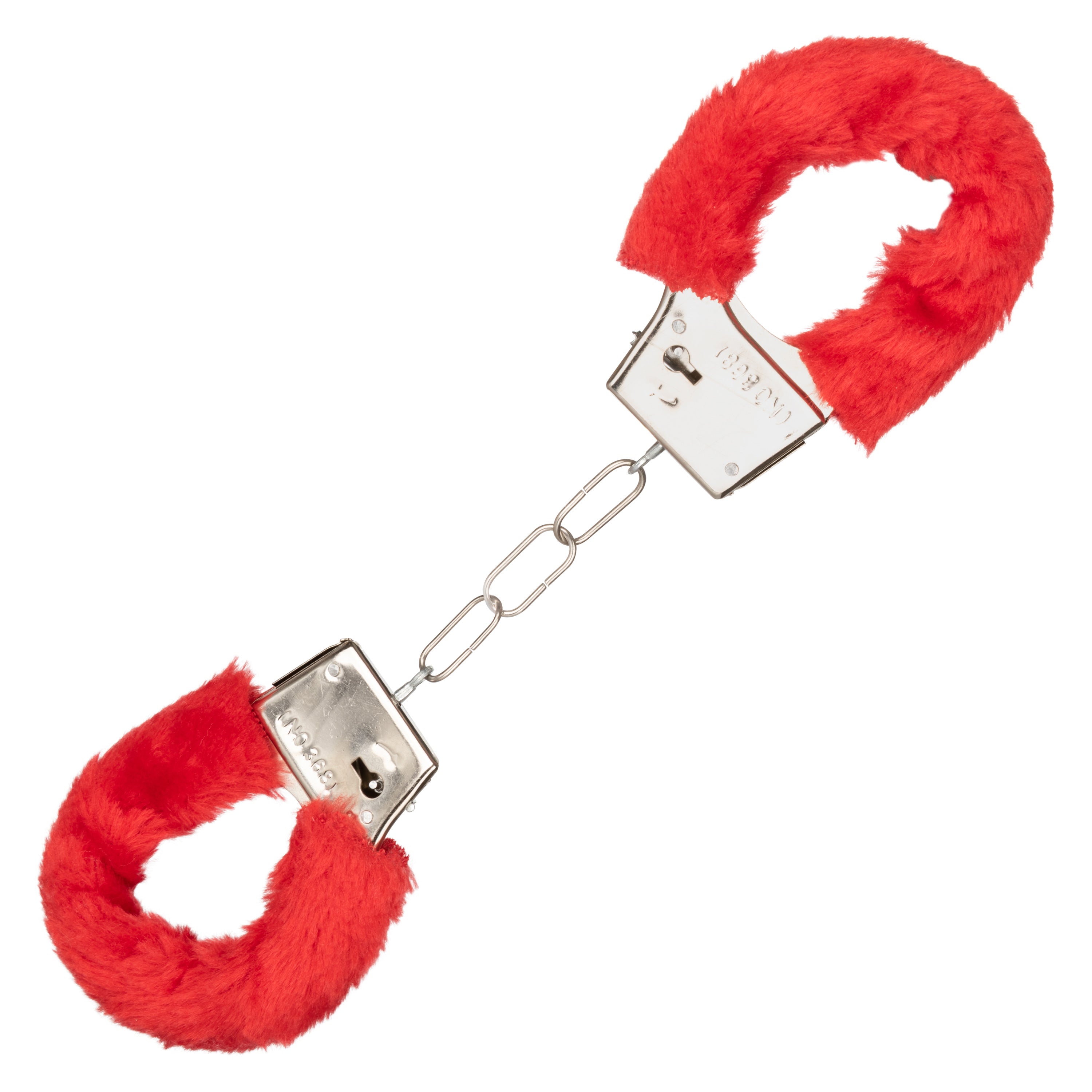 Playful Red Faux Fur Adjustable Metal Handcuffs with Keys Secondary image