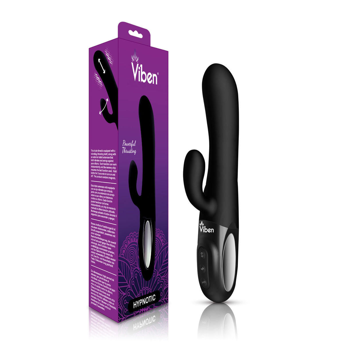 Viben Hypnotic Thrusting Rabbit Vibe with Swinging Clit Stimulator in Black > Vibrators > Ladies > Rabbit